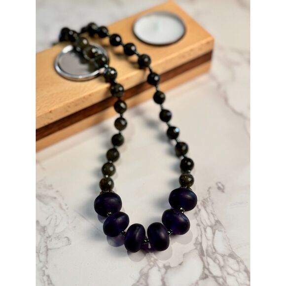 Stunning Labradorite & Ourole Glass Necklace - Picture 1 of 7